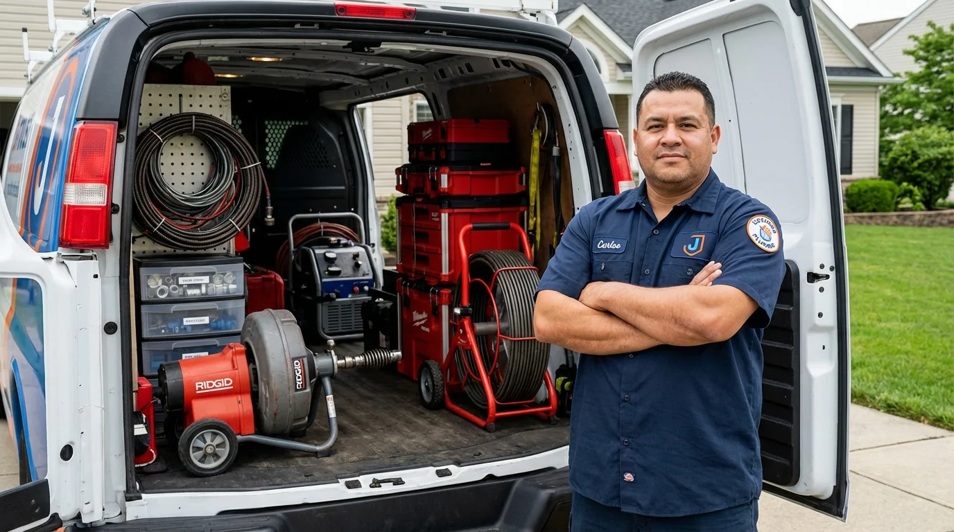 Professional drain cleaning equipment and Johns Plumbing LLC plumber in Tracy