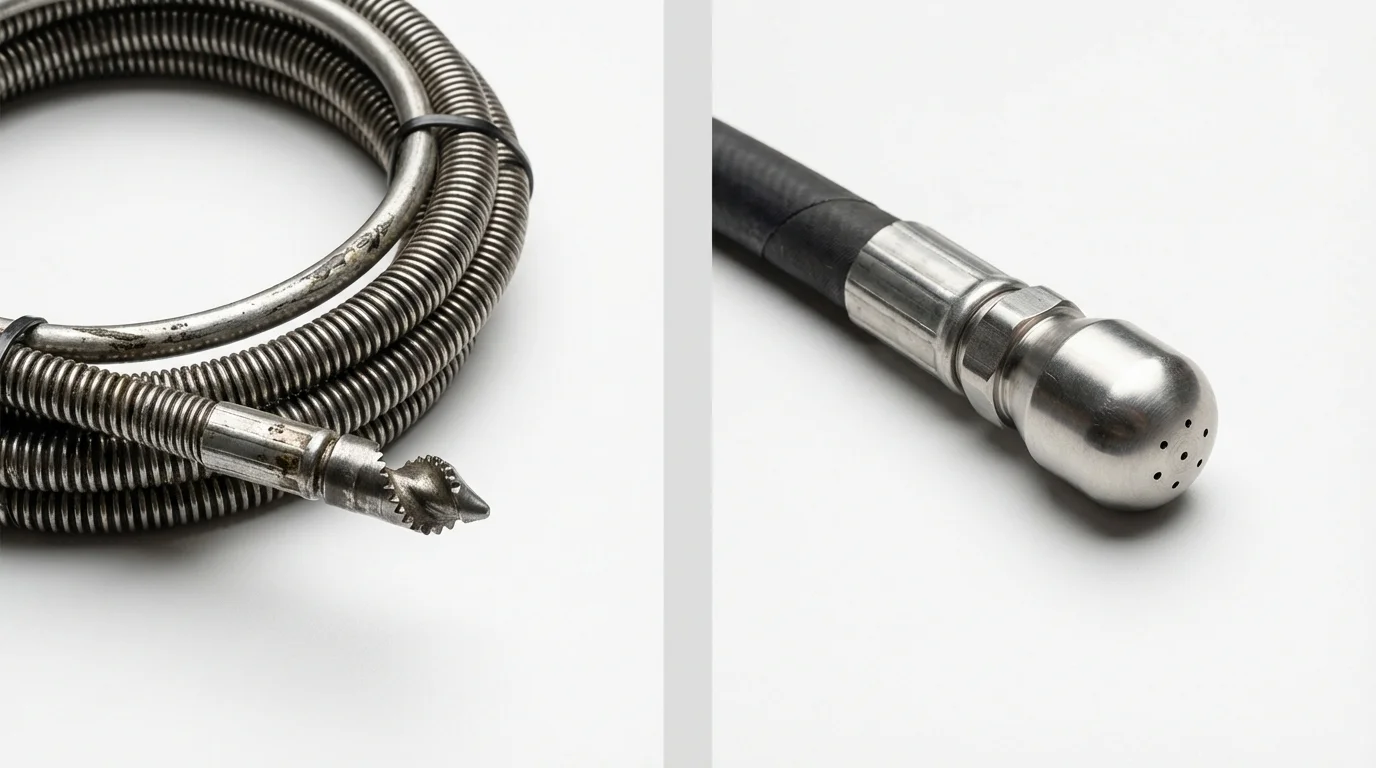 Drain snake cable and hydro jetting nozzle used for drain cleaning in Tracy, MN