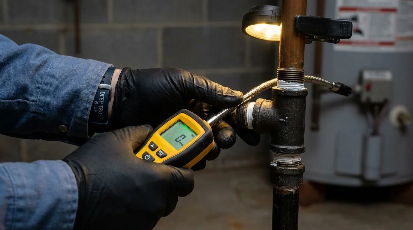 Gas leak detection with electronic sniffer by Johns Plumbing LLC in Tracy