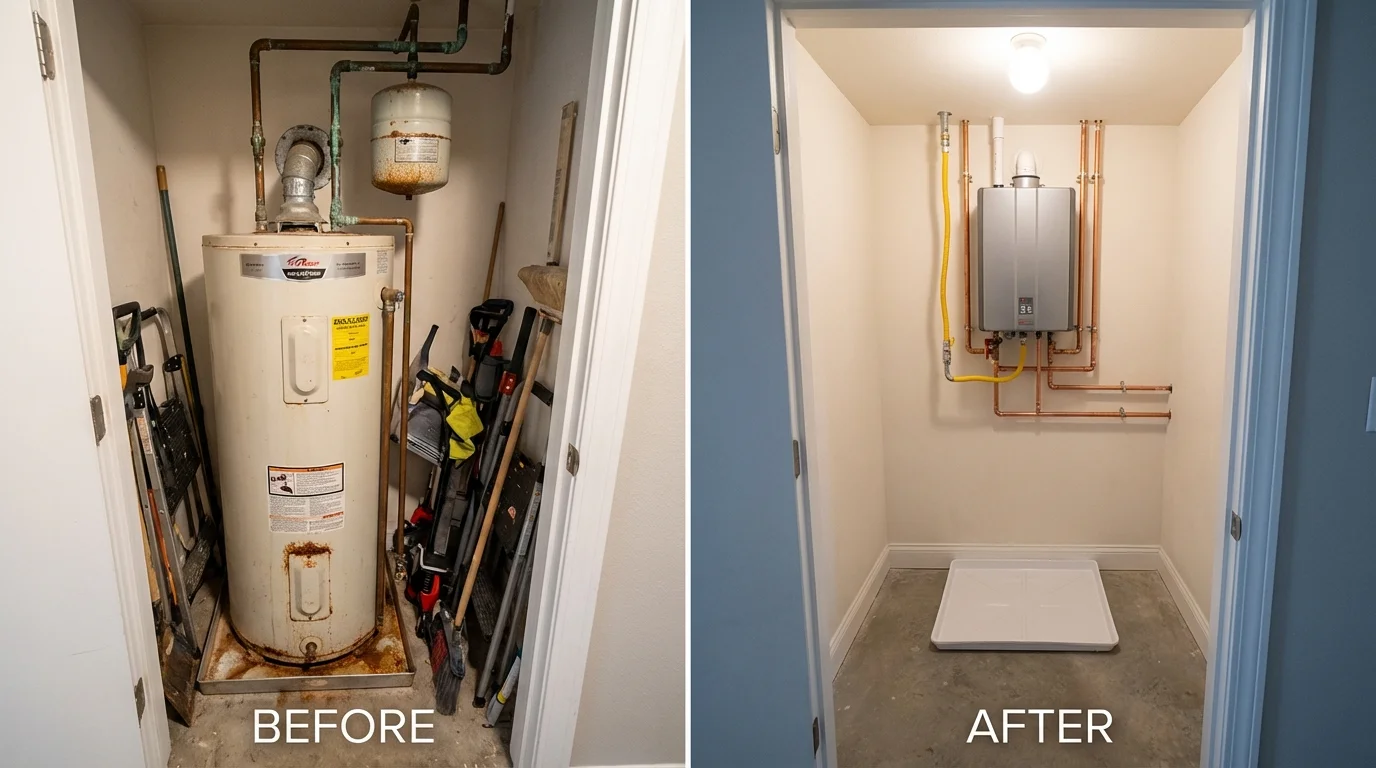 Tank water heater versus wall-mounted tankless unit comparison for Tracy, MN homeowners